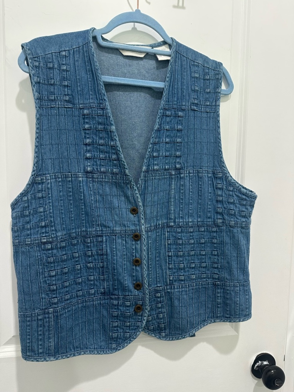 Y2K STONYBROOK Quilted Denim Button Front Vest - Blue